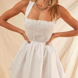 Peppermayo White European‎ Towns Linen Mini Dress Size 2 Open Back Tie Halter